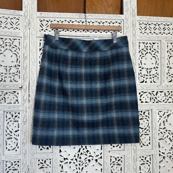 Talbots Petites Blue Plaid Wool Blend Academia School Girl Skirt Sz M/L - Picture 4 of 6